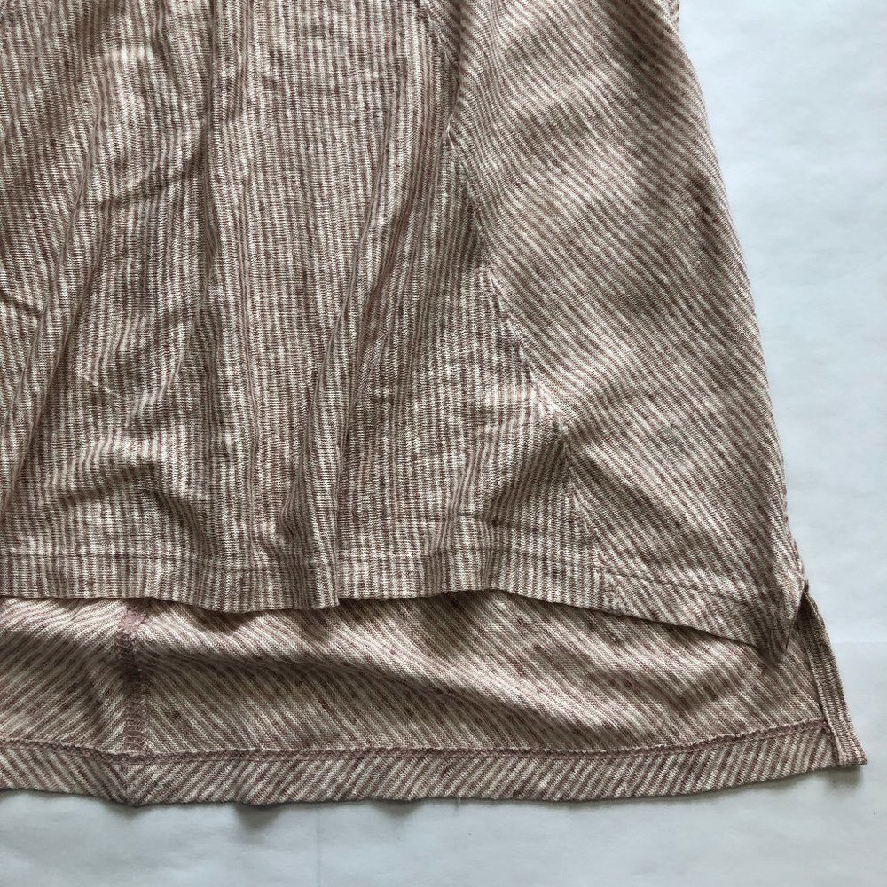 Sigrid Olsen Taupe & White Stripe Linen Top S Euc - image 5